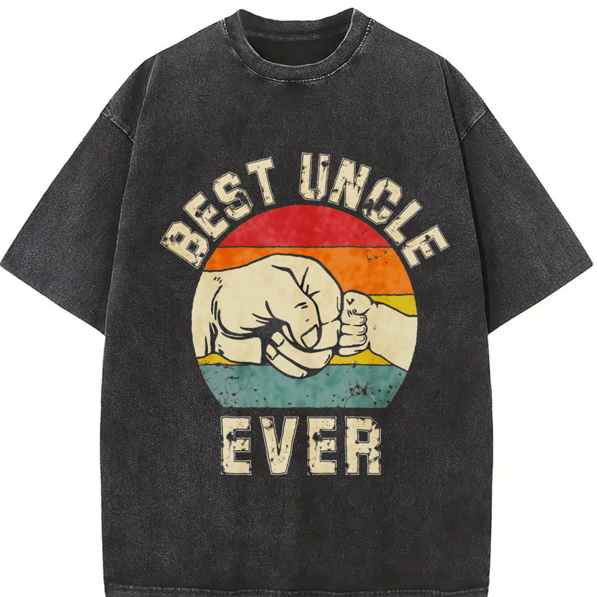 Best Uncle Ever Uncle Announcement Vintage Washed T-Shirt in Black