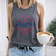 Memorial Day Land of the Free Because of the Brave America Women's Color Cotton Tank Top in Gray