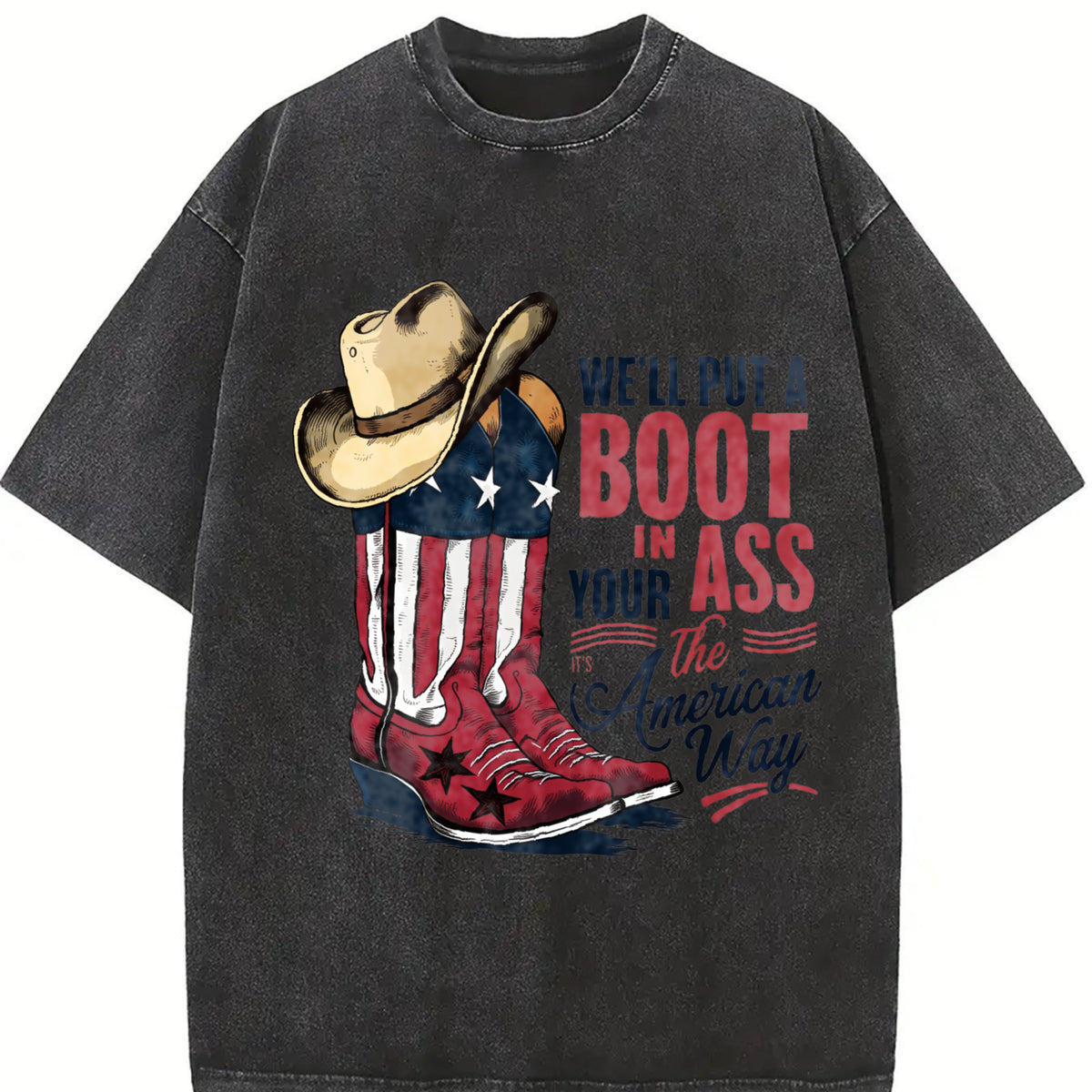 Courtesy of the Red White and Blue In 4th of July vintage washed oversized T-shirt in Black