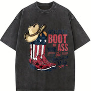 Courtesy of the Red White and Blue In 4th of July vintage washed oversized T-shirt in Black