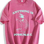 Possum Retro 90s Anything Possumble Vintage Washed T-Shirt in Red