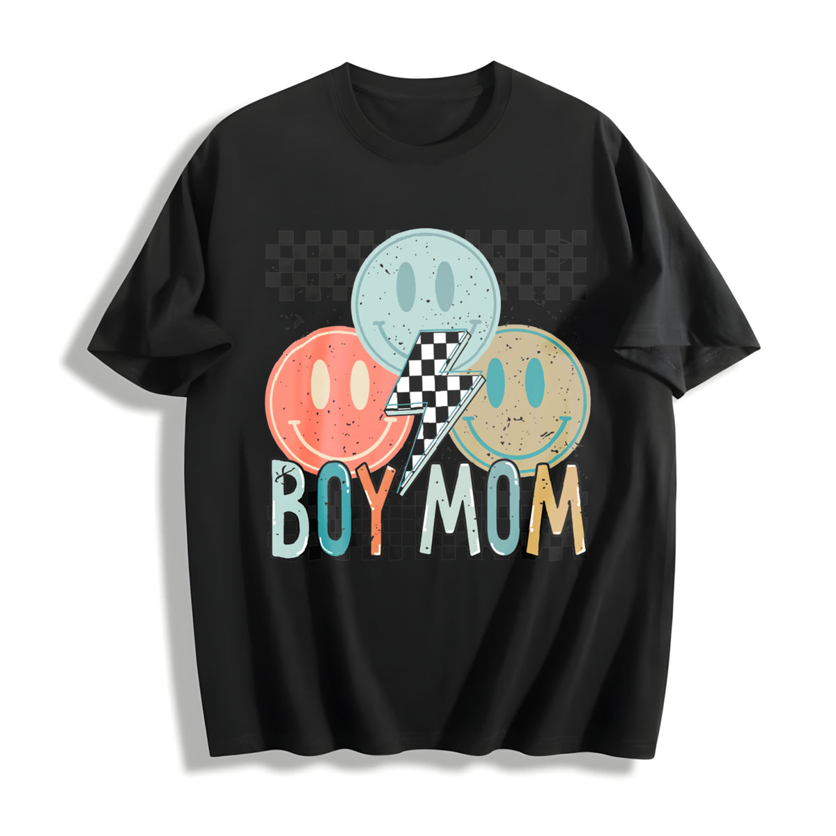 Boy Mom Matching Set Cotton T-Shirt in Black