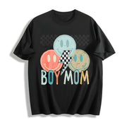 Boy Mom Matching Set Cotton T-Shirt in Black