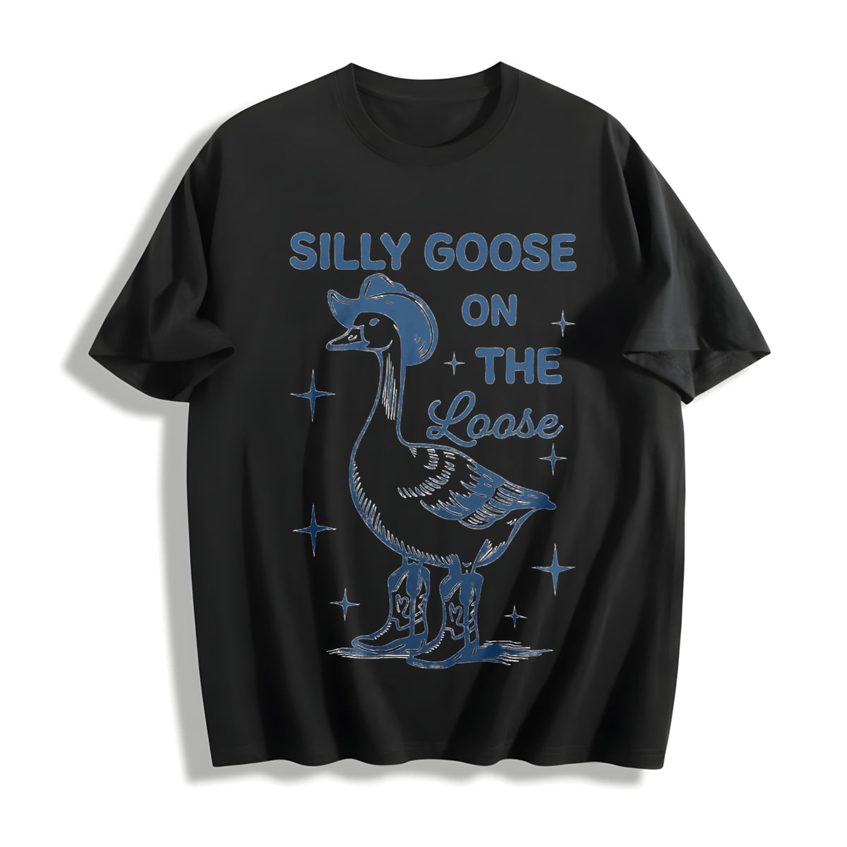 Retro Silly Goose Silly Goose on the Loose Cotton T-Shirt in Black