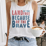 Land of the Free Because of the Brave: for Veteran Women's Color Cotton Tank Top in White