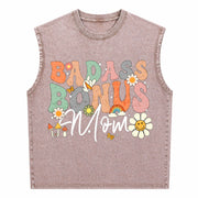 Badass Bonus Mom Stepmom for Mother's Day & Holidays Vintage Washed Tank Top in Brown