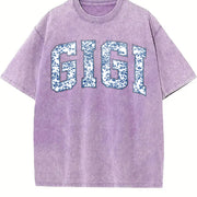 Floral Gigi for Gigi Grandma vintage washed oversized T-shirt in Purple