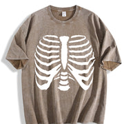 Skeleton Rib Cage vintage washed oversized T-shirt in Brown