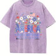Curve Shortsleeved Vintage Washed T-Shirt in Purple