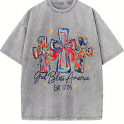 God Bless America 250th Anniversary of the United States Vintage Washed T-Shirt in Gray