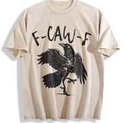 F-Caw-F Raven vintage washed oversized T-shirt in Beige
