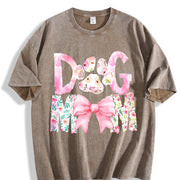 Dog Mama Dog Mom Vintage Washed T-Shirt in Brown