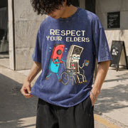 Respect Your Elders Vintage Washed T-Shirt in Blue