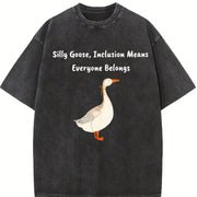 Goose Inclusion Everyone Belongs for Teachers Vintage Washed T-Shirt in Black