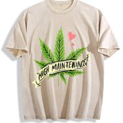 High Maintenance Weed 420 vintage washed oversized T-shirt in Beige
