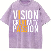 Vision Creativity Passion Smooth Basic vintage washed oversized T-shirt in Purple