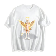 Tung God Sahur Brainrot Meme Cotton T-Shirt in White