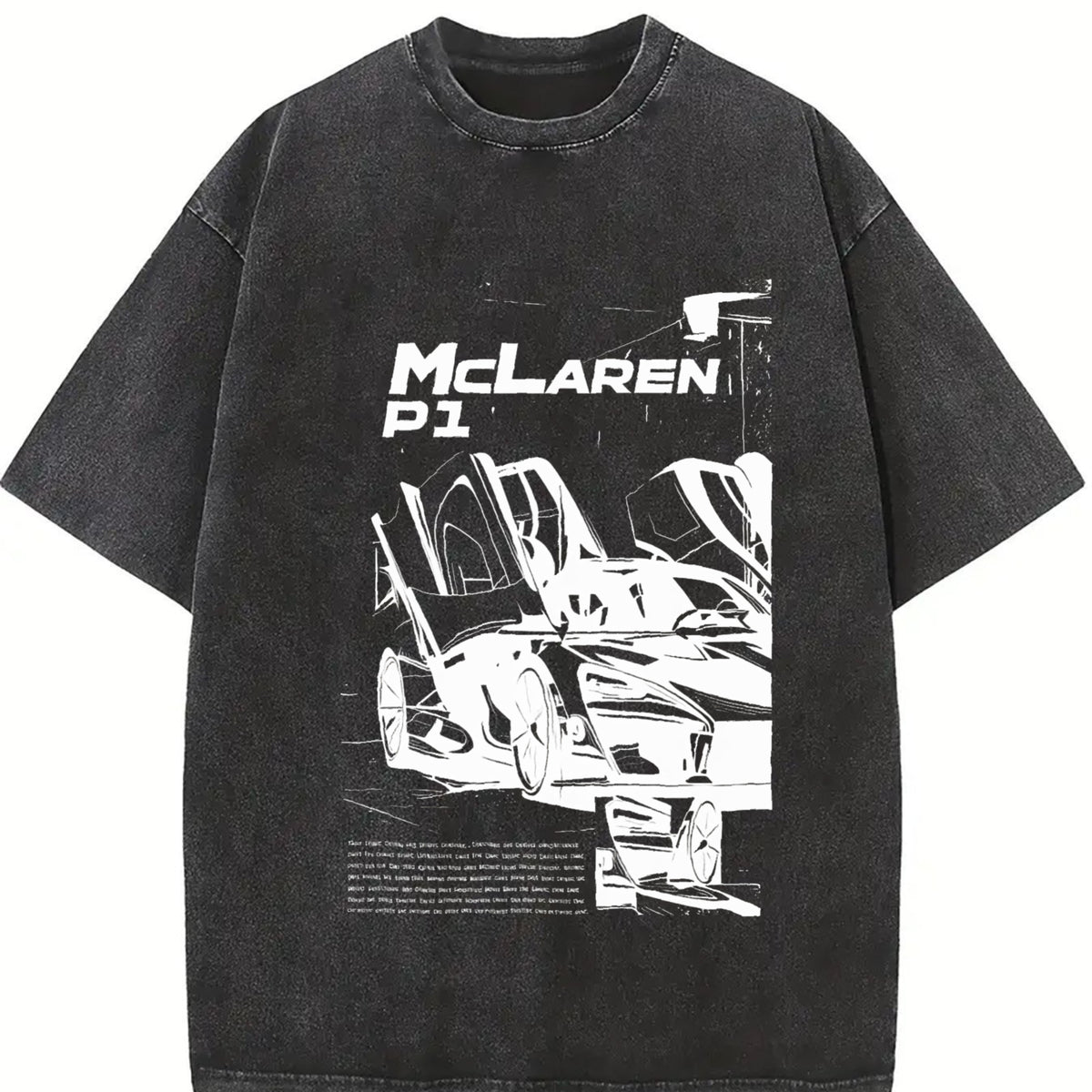 P1 Supercar 90s Vintage Washed T-Shirt in Black