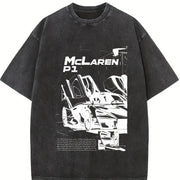 P1 Supercar 90s Vintage Washed T-Shirt in Black