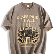 JESUS PAID IT ALL Vintage Washed T-Shirt in Brown