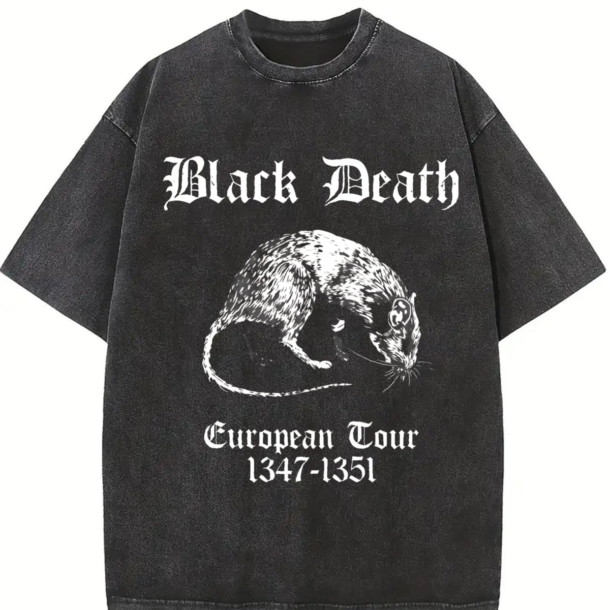 Stylish Premium WaxPrinted Retro Perfect for Wear2happy Vintage Washed T-Shirt in Black
