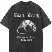 Stylish Premium WaxPrinted Retro Perfect for Wear2happy Vintage Washed T-Shirt in Black
