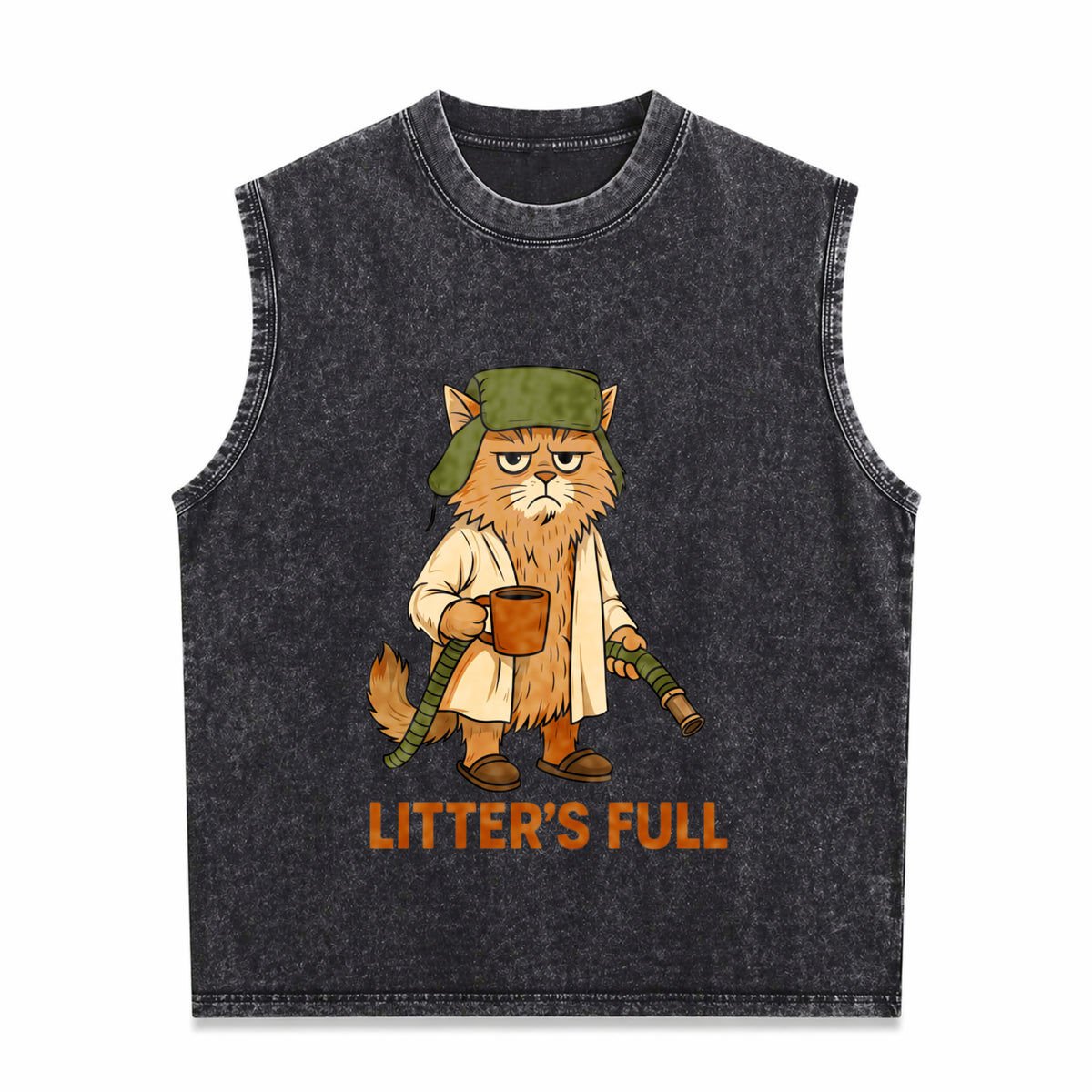 Full Cat Lovers Christmas Xmas Vintage Washed Tank Top in Black