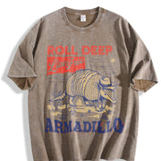 Armadillo Western Cowboy Desert Vintage Washed T-Shirt in Brown