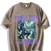 Good Girls Like Bad Guys 90s Vintage Washed T-Shirt in Brown