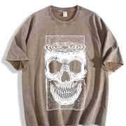 And Fashionable Eye-catching and Patterns Vintage Washed T-Shirt in Brown