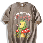 I Was Simply Born Dİlly Dally Vintage Washed T-Shirt in Brown