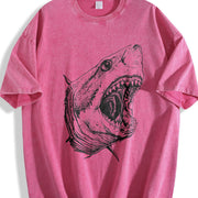 Shark 90s Retro ® Grunge Great White Shark Ocean Y2k Vintage Washed T-Shirt in Red