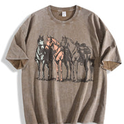 Western Horse Cowboy Rodeo Horse Lovers vintage washed oversized T-shirt in Brown
