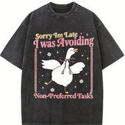 Sorry IM Late I Was Avoiding Non-preferred Tasks Vintage Washed T-Shirt in Black
