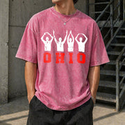 Ohio State Pride Ohioan with Bold Red Letters Vintage Washed T-Shirt in Red