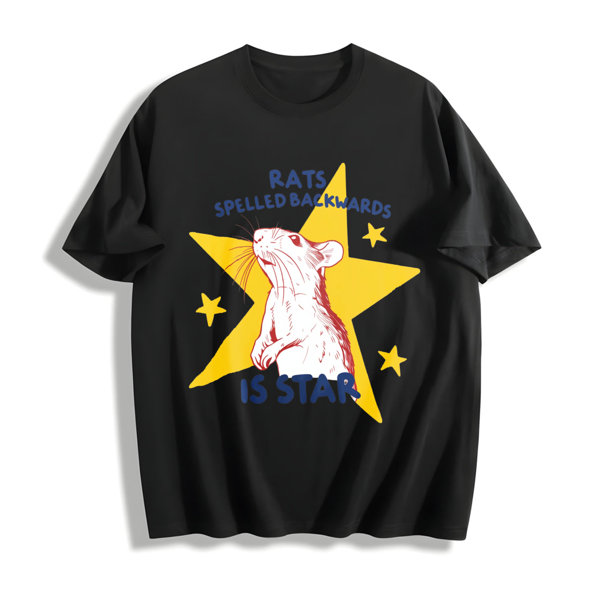 Rat Pun Meme Cotton T-Shirt in Black