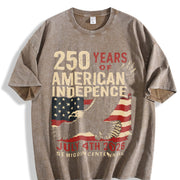 250 Years American Indepence United States Vintage Washed T-Shirt in Brown