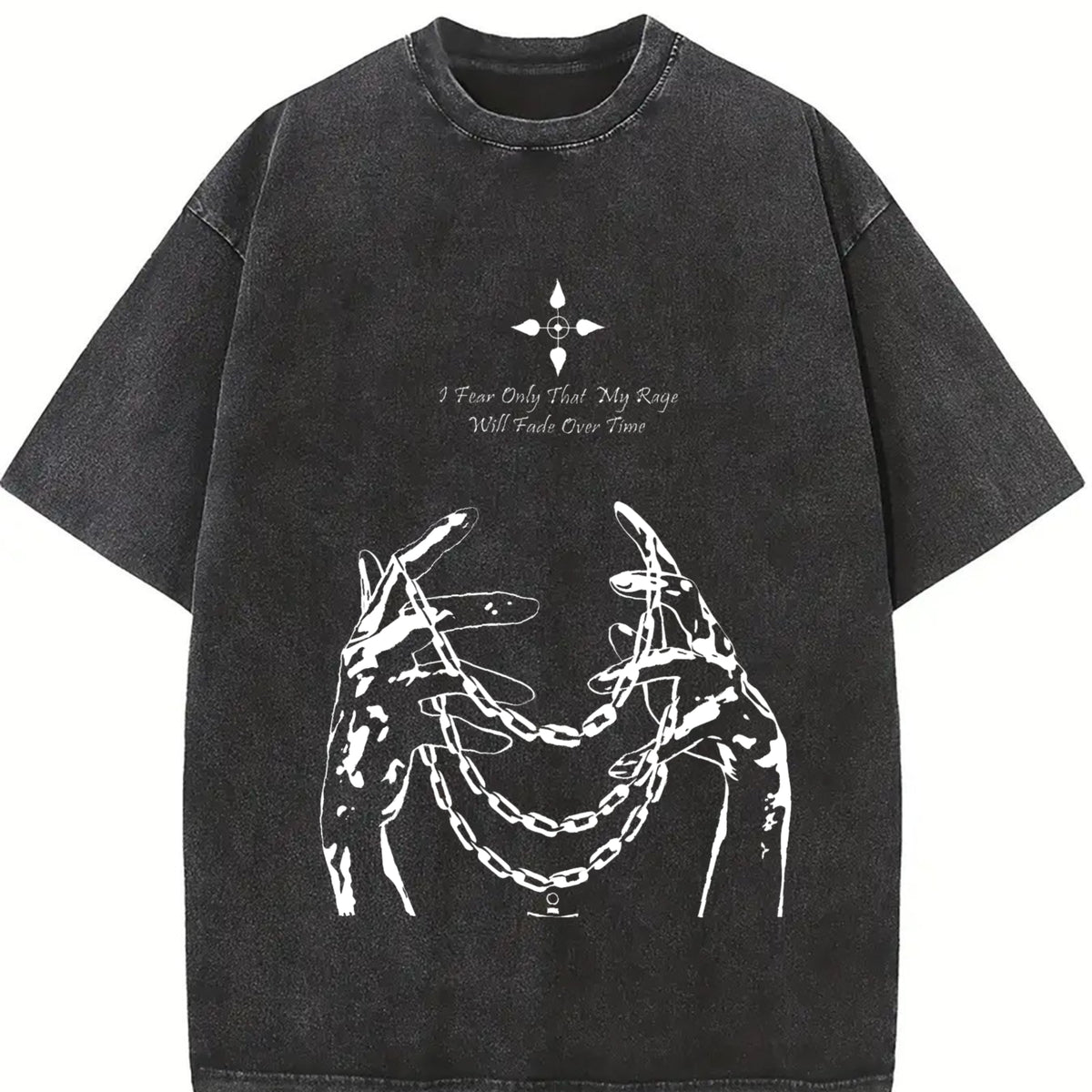 Chain of Judgement Kurapika Hunter x Hunter Anime vintage washed oversized T-shirt in Black