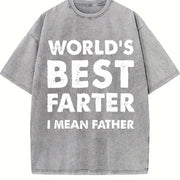Cottonfather's Day Retro Dad World's Best Farter I Mean Vintage Washed T-Shirt in Gray
