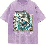 Fishing Bass Fishing Camo Vintage Washed T-Shirt in Purple