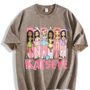 Katseye Music Ka.tseye Beautiful Chaos Vintage Washed T-Shirt in Brown
