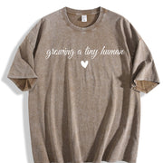 Cute Pregnancy Growing a Tiny Human Vintage Washed T-Shirt in Brown