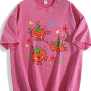 Cute Tomato Party Batik Brand Vintage Washed T-Shirt in Red