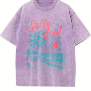Salty Soul Beach Sunset vintage washed oversized T-shirt in Purple
