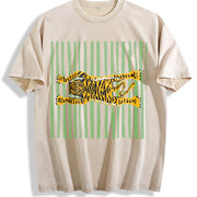 Tiger Beach Towel: Tropical Poolside Blanket Vintage Washed T-Shirt in Beige