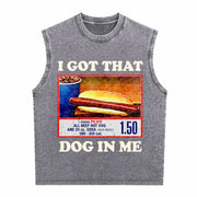 I Got That Dog in Me Combo 4th of July Meme Vintage Washed Tank Top in Gray