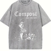 With a Unique a Distressed Vintage Washed T-Shirt in Gray