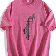 Palestines Symbol of Resistance Beach Palestinians Map vintage washed oversized T-shirt in Red