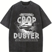 Professional Crop Duster Sarcastic Humor Farting for Guys Vintage Washed T-Shirt in Black
