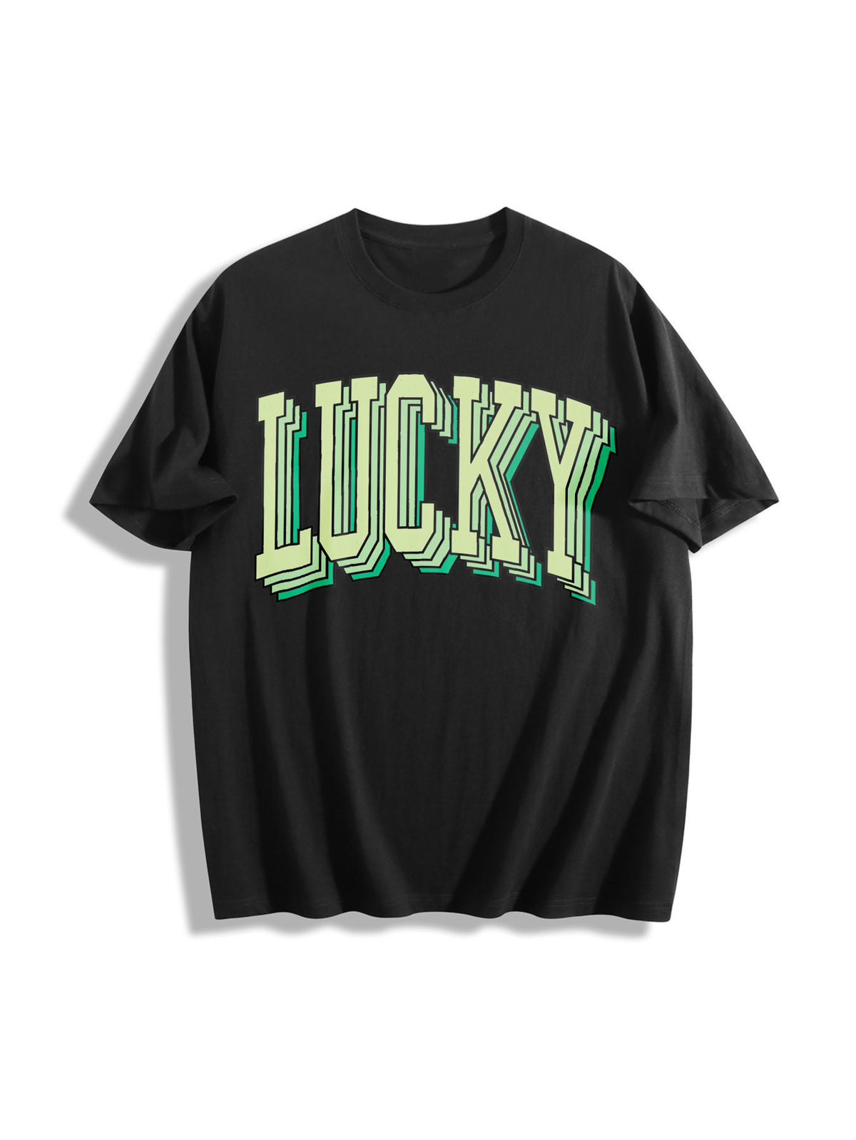 Retro Lucky St Patricks Day Cotton T-Shirt in Black